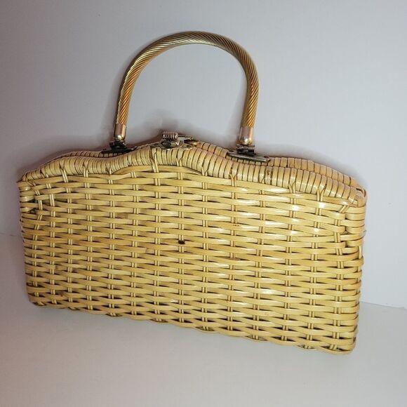 Vintage Rattan Wicker Purse/Tote - Picture 1 of 15